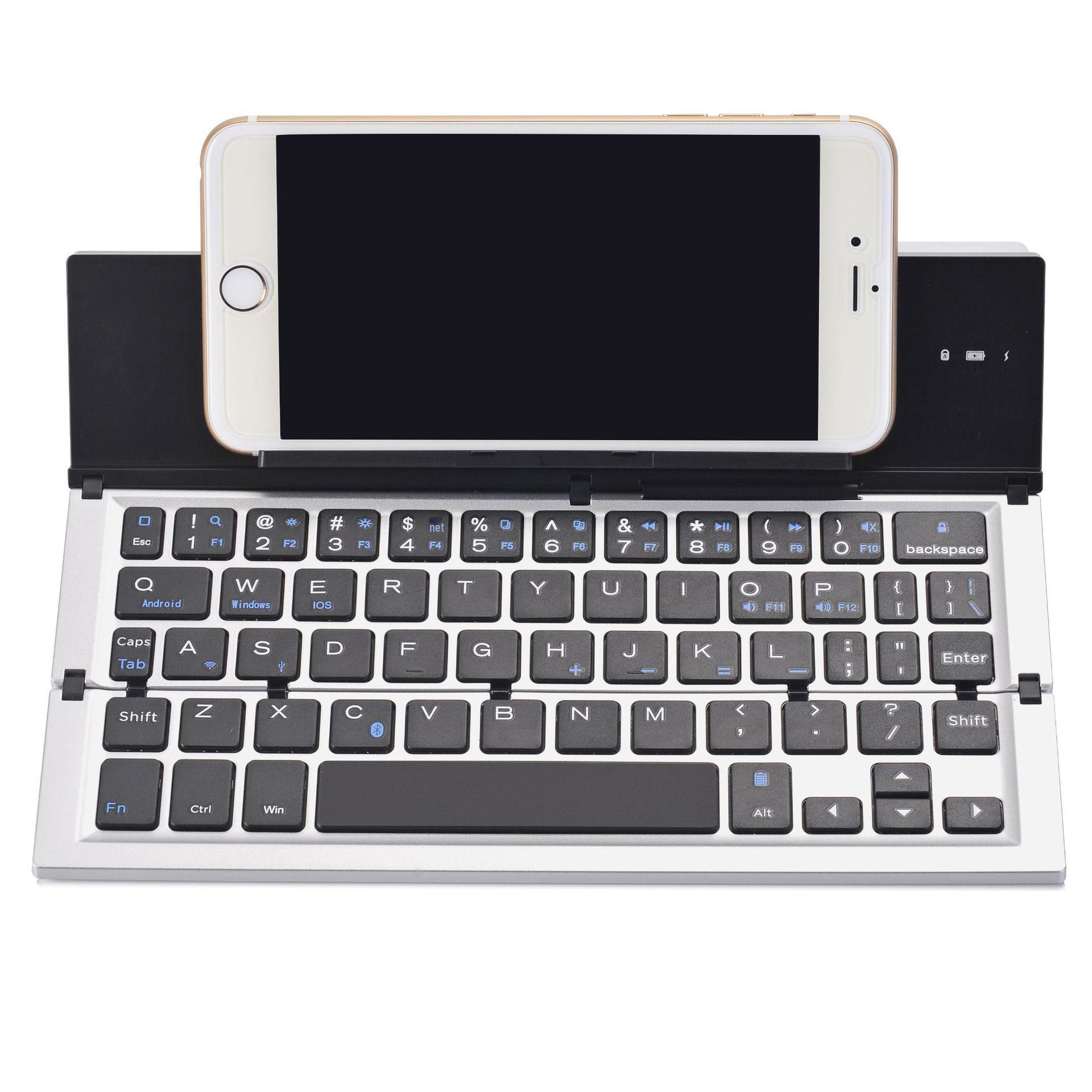 

Складная алюминиевая Bluetooth-клавиатура и мышь для устройств iOS, Android, Windows серебряный