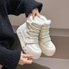 Frosted cowhide velvet warm and heightened thick-soled snow boots for women's 2025 winter new retro high-top short cotton boots