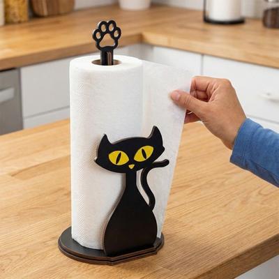 Porte-essuie-mains de cuisine sur le thème des animaux Support sur pied en bois pour rouleau de papier Pour la cuisine