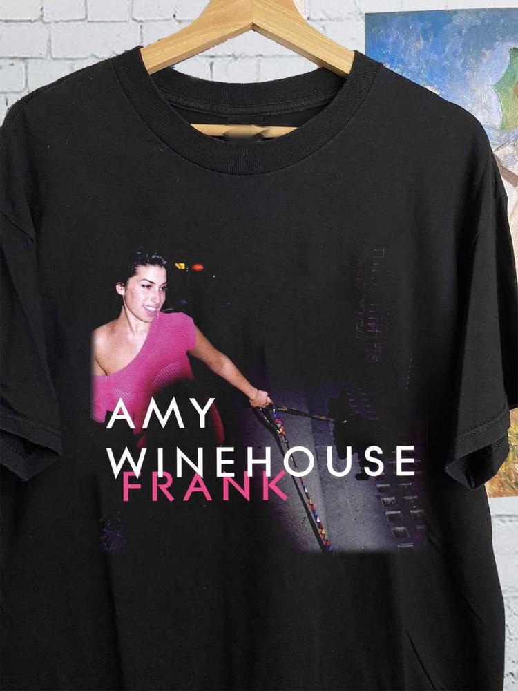 

Amy Winehouse Frank Font Short Sleeve Cotton Black All Size TShirt Unisex T-Shirt S