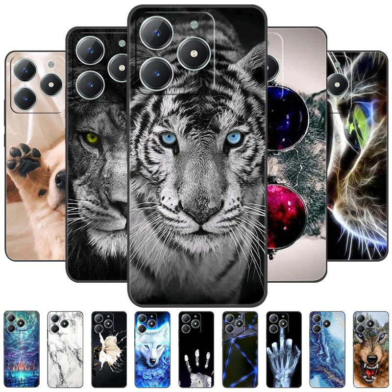 Pro Realme C61 Pouzdro RMX3939 Roztomilý Kreslený Měkký Silikon TPU Zadní Kryt Telefonu Pro OPPO Realme C63 4G Nárazuvzdorný Matný Coque Fundas