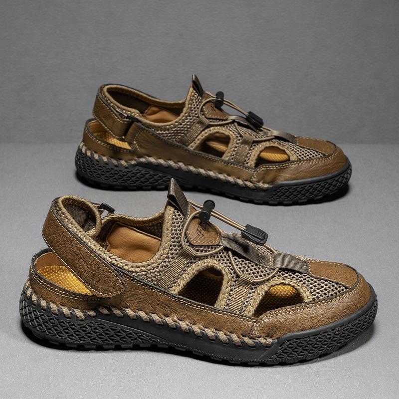 

Amazon temu креветки кожа экспресс распродажа озно Douyin сандалии мужские дышащая сетка верхняя одежда для вождения отверстие пляжная обувь 48 хаки