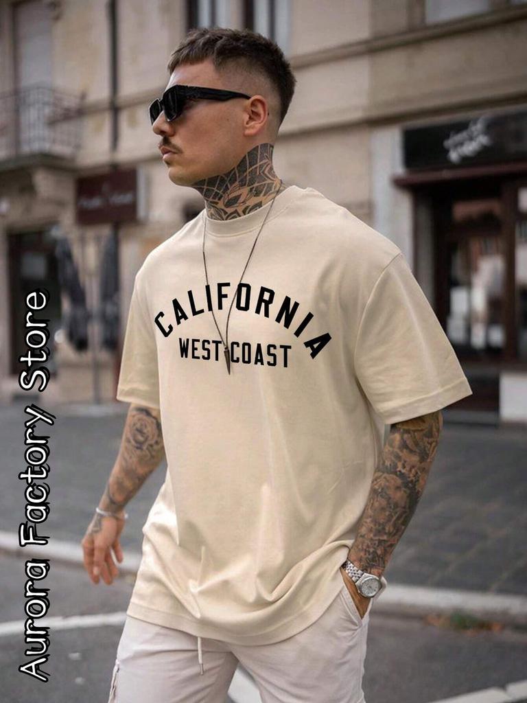 Tricou de Bumbac de Vară pentru Bărbați California Coasta de Vest Topuri Tricouri Modă Masculină cu Litere Camiseta Mânecă Scurtă Îmbrăcăminte Streetwear Harajuku