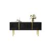 Table Basse Moderne En Noir Brillant Avec 2 Tiroirs