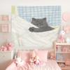 Cute Bunny Bonnet Wall Tapestry Aesthetic Cozy Bedroom Home Decor Item Durable Polyester for Living Room Decoration