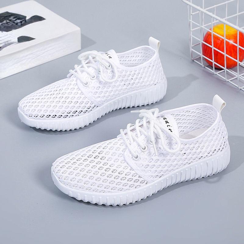Women Summer Mesh Shoes Flat Hollow Sports Casual Shoes Breathable Comfortable Versatile SOft  Sole Footwears