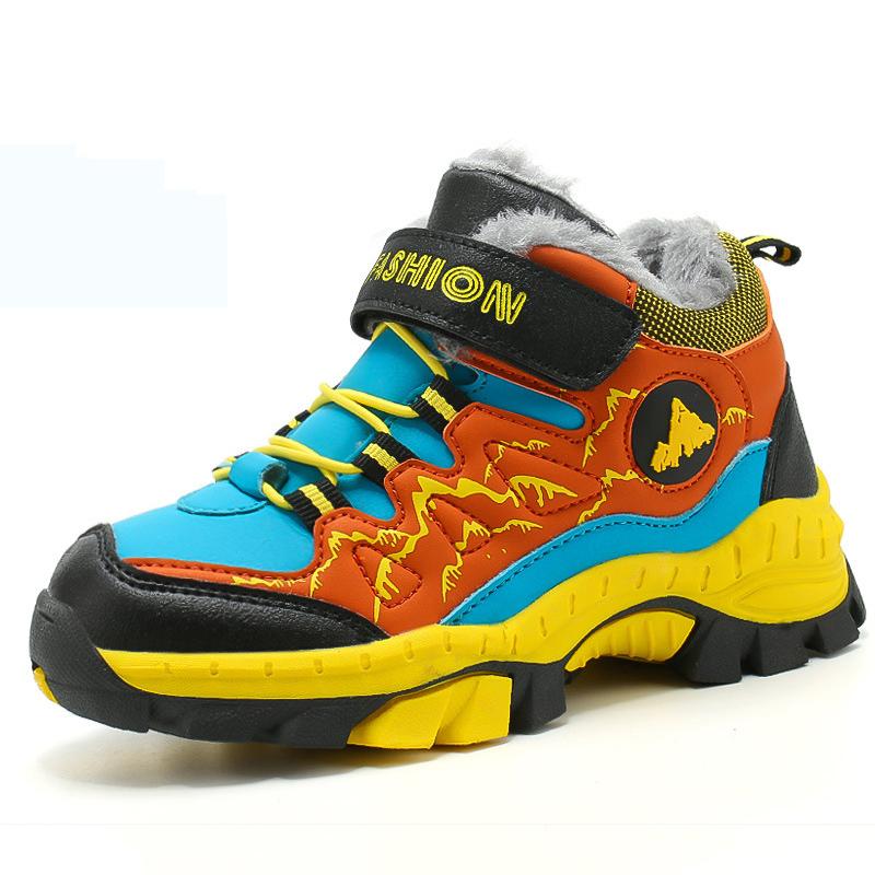 

Зимние походные ботинки для мальчиков и детей, зимние ботинки для подростков, детская обувь, кроссовки для скалолазания, кожаные, водонепроницаемые, нескользящие, спортивные, теплые 31