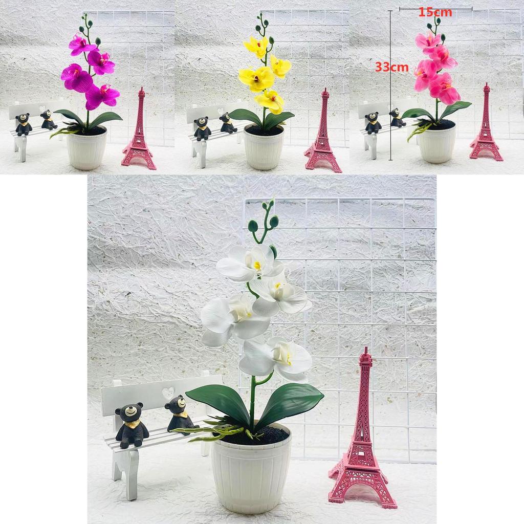 Phalaenopsis Artificial Plant With Silk Flowers For Home Decor And Office Display