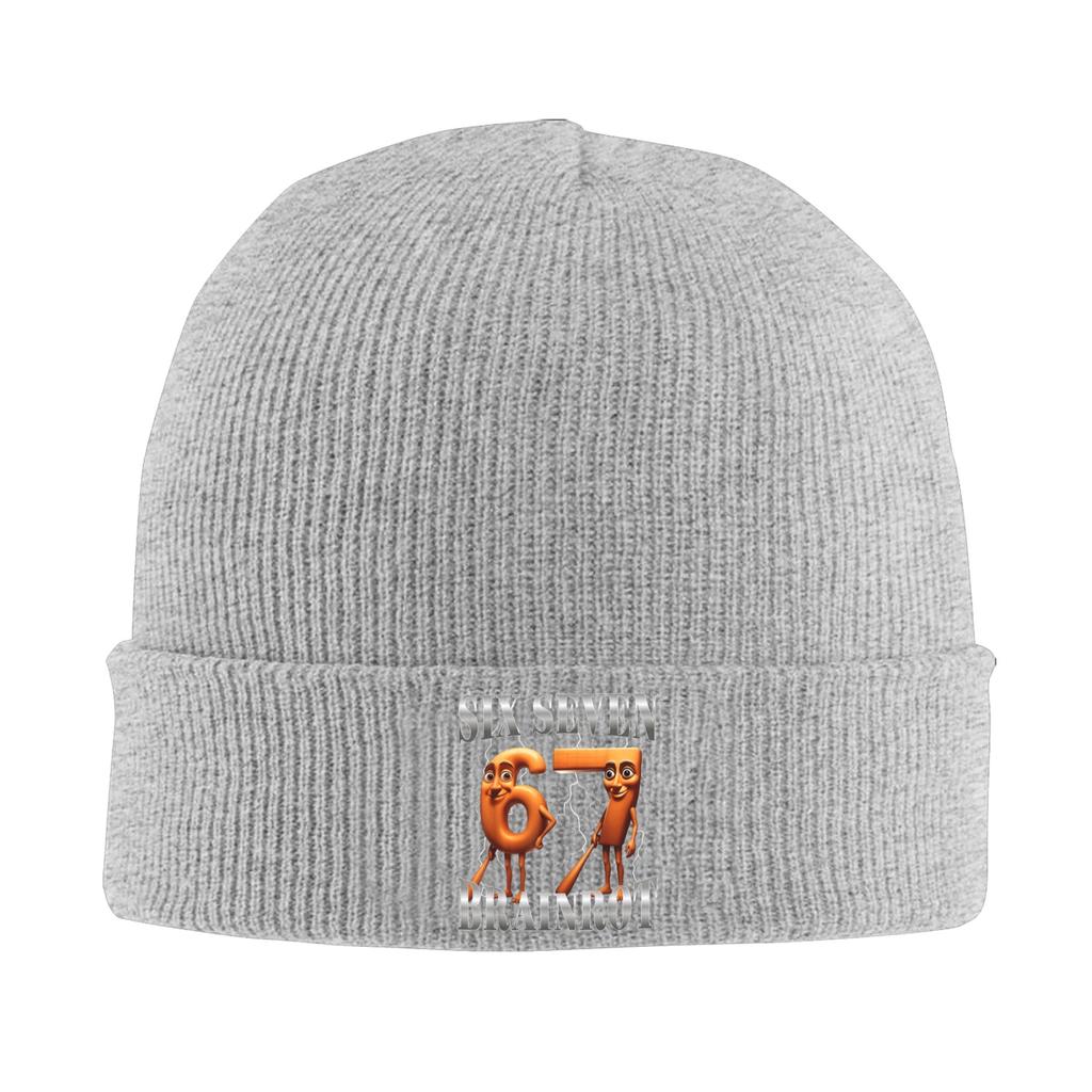 Funny 67 Italian Brainrot Six Seven Meme Bonnet Hats  Beanie Hats Winter Knitted Hat Funny Unisex Hippie Elastic Cap