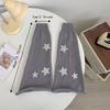 Star Decoration Knit Long Socks Striped Leg Warmers Vintage Boot Cuffs  For Women