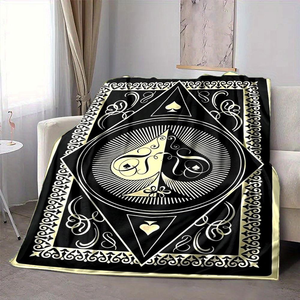 1PC Playing Card Design Print Blanket, Soft Throw Blanket - Warm & Cozy for Couch, Bed, Office, and Travel Yy250912166