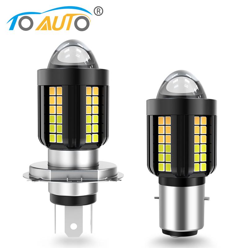 H4 H6 Motorcycle BA20D LED Headlight Bulb CSP 10000LM Super Bright 25W Mini Running Light High/Low Beam White/Yellow Light White