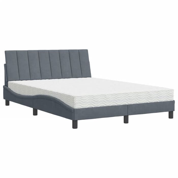 VidaXL Lit avec matelas gris foncé 140x200 cm velours 3208599