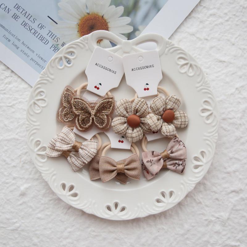 10Pcs Trendy Handmade Elastic Lovely Hairbands Children'S Flower Hair Accessories Hair Bow Headwear Rope Cute Girls Hair Bands