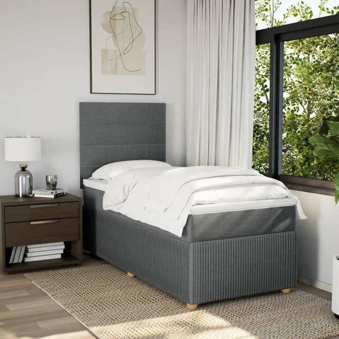 VidaXL Sommier à lattes de lit avec matelas Gris foncé 100x200cm Tissu 3291968