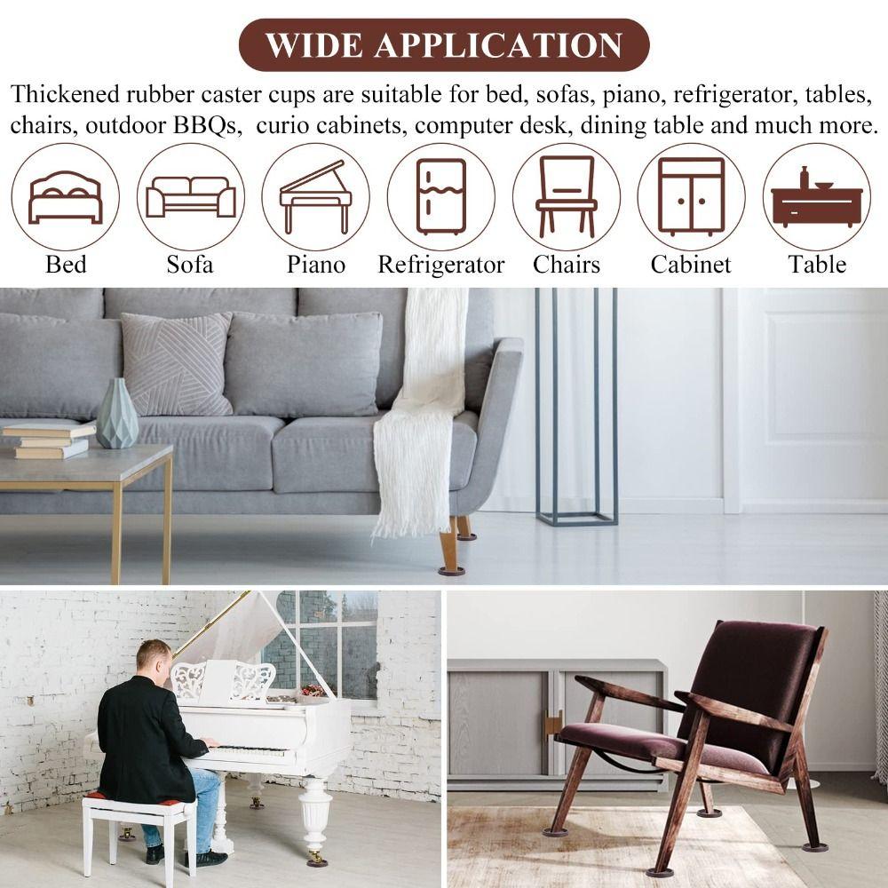Non Slip for Hardwood Floors Rubber Furniture Pads Leg Coasters Caster Cups Furniture Coasters