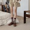 Sweet Striped Socks, Versatile Mid-calf Socks for Women in Spring and Autumn, Brown Boneless Pile Long Socks