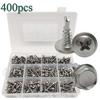 400pcs 410 Stainless-Steel Hexagonal With Round Head Cross Drilling Screws With Washer Furniture, DIY And Other Scenarios
