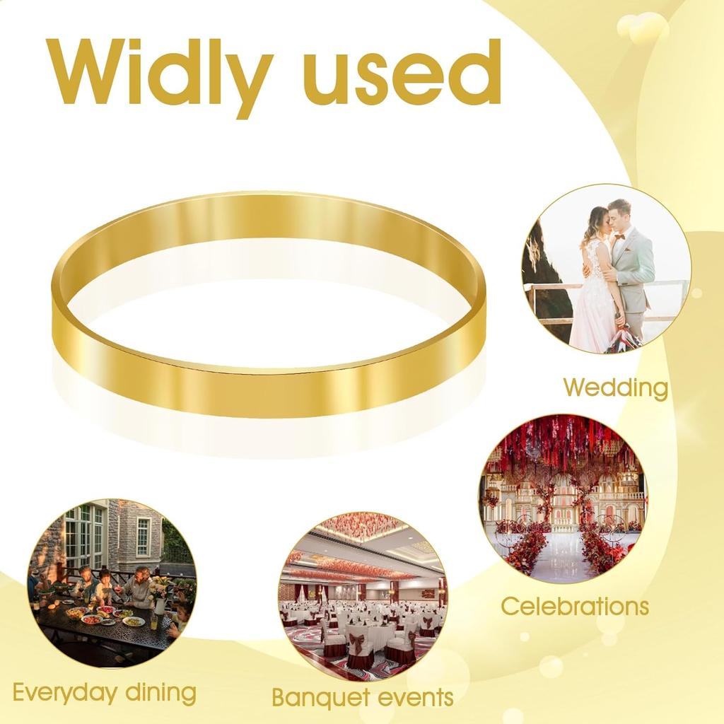 Round Modern Gold Napkin Rings Set of 12, Perfect for Cloth Napk, Weddings, Parties, Ramadan & Easter, Table Decor