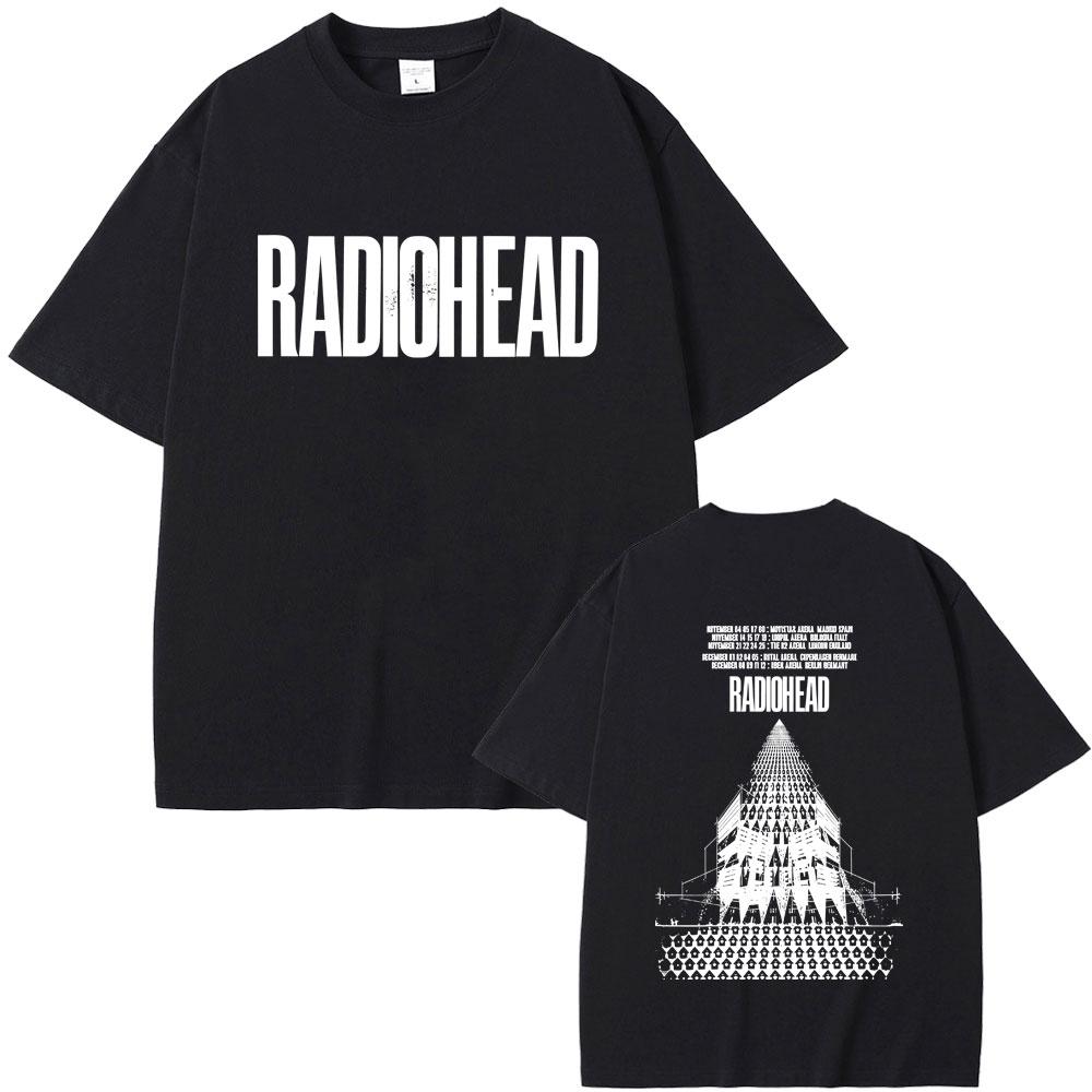 Radiohead Return To The Road European Tour Tshirt Men Hip Hop Rock Vintage T Shirt Mens Gothic Oversized Tshirts Streetwear