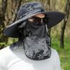 Large Shawl Sunscreen Neck Protection Big Brim Sun Hat Outdoor Leisure Mountaineering Fishing Cap Men Waterproof Fisherman Hats