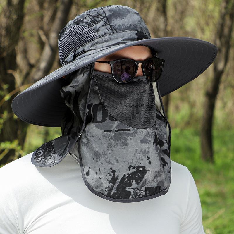 Large Shawl Sunscreen Neck Protection Big Brim Sun Hat Outdoor Leisure Mountaineering Fishing Cap Men Waterproof Fisherman Hats