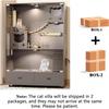 Large Wooden Cat House with Wheels, Indoor/Outdoor Enclosure, 2 Doors, Ventilated Glass Door, 57x36x24