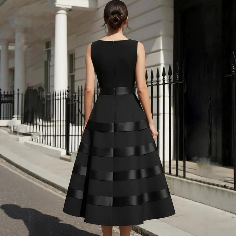 2026 Womens Sleeveless Layered A-Line Maxi Dress With High Waist Cinched Detail