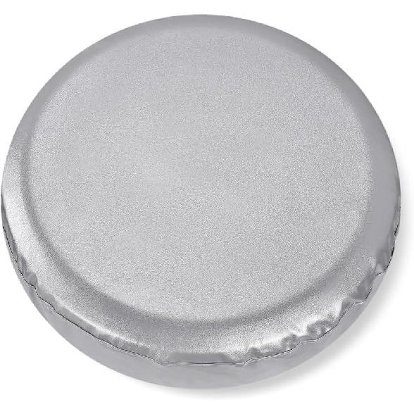 Spare Tire Cover, Silver Wheel Cover PVC Leather Waterproof Dust-Proof Universal Fit For Jeep Trailer RV SUV Camper Vehicle (15 Inch)