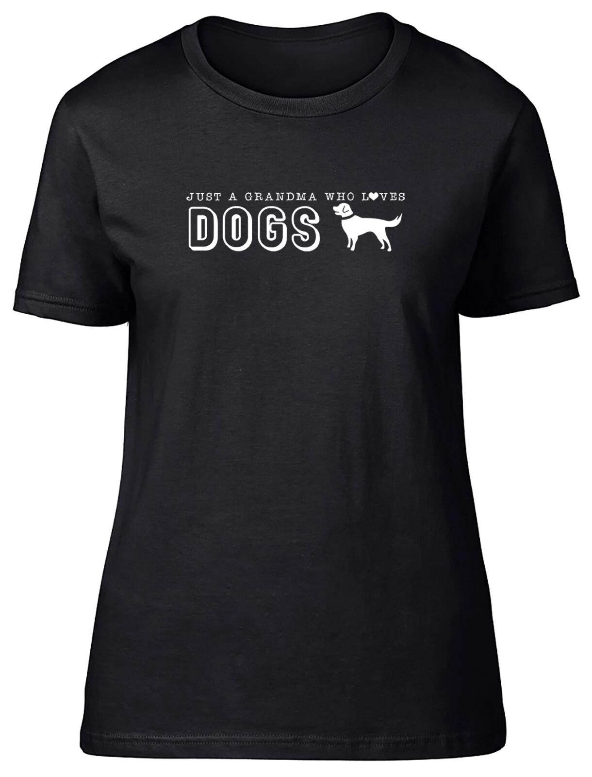 Just A Grandma Who Loves Dogs Animal Fitted Womens Ladies T Shirt Gift XL