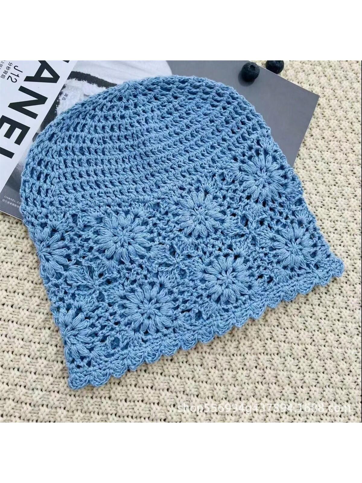 

An Instagram with Japanese Spring and autumn book hollow vintage handmade women s hook hat hook flower knit women s wool knit ha королівський синій колір