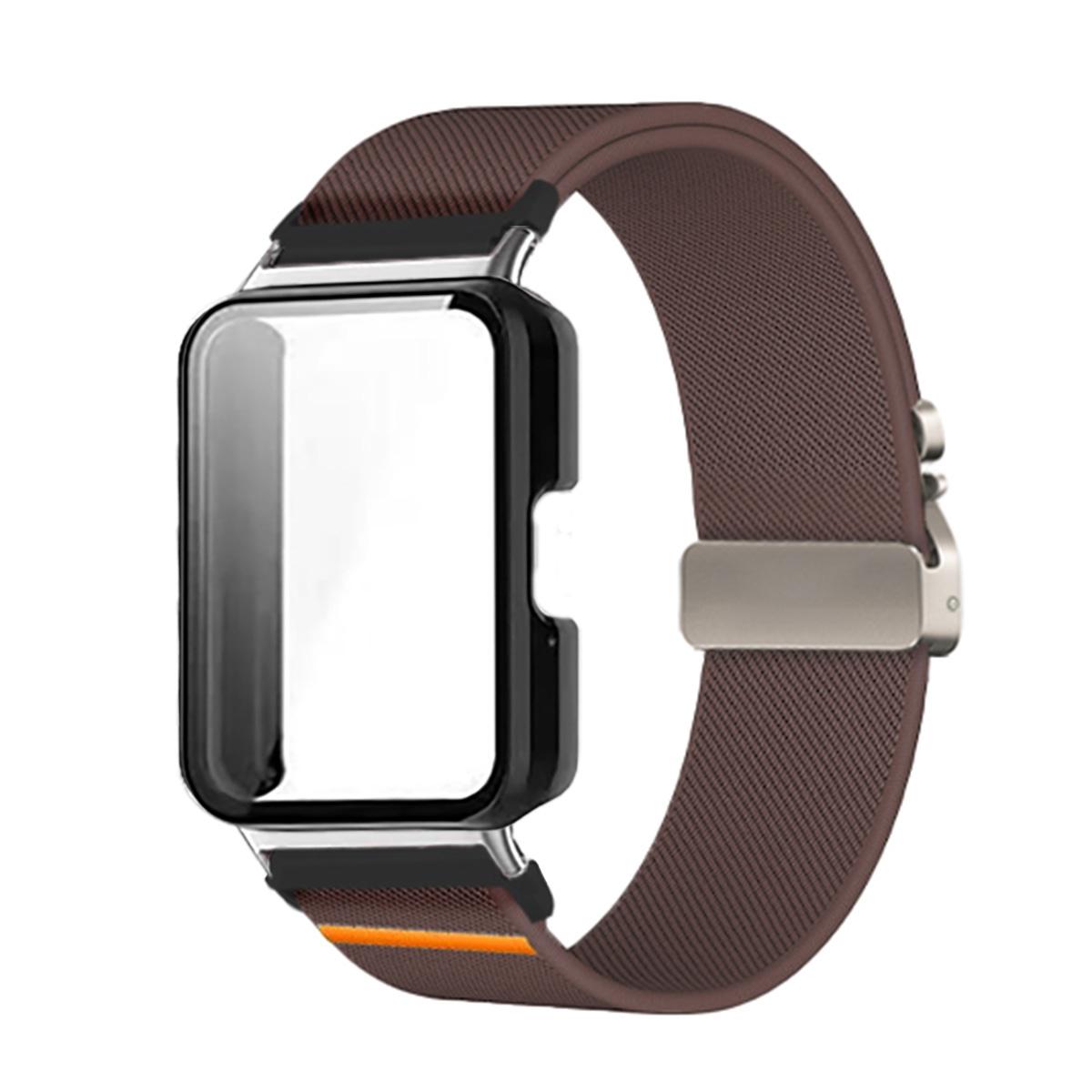 

Nylon Band+Full Cover Case For Samsung Galaxy Watch Fit 3 Parachute Buckle Sport Braided Strap Full Cover Bumper Shell For Fit 3