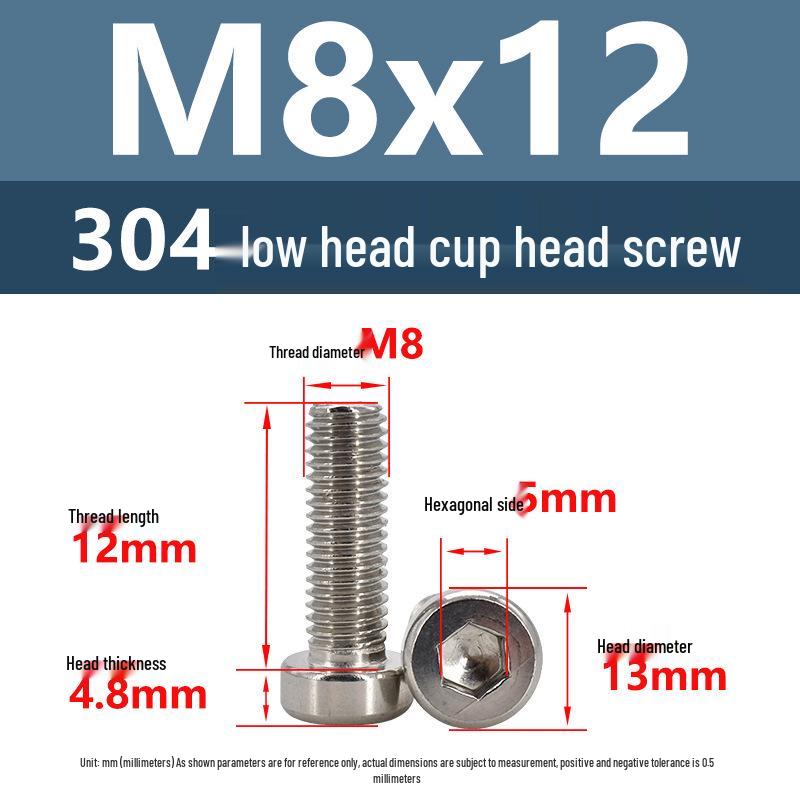 304 Edelstahl Flachkopf Innensechskant Maschinenschrauben M3-M10
