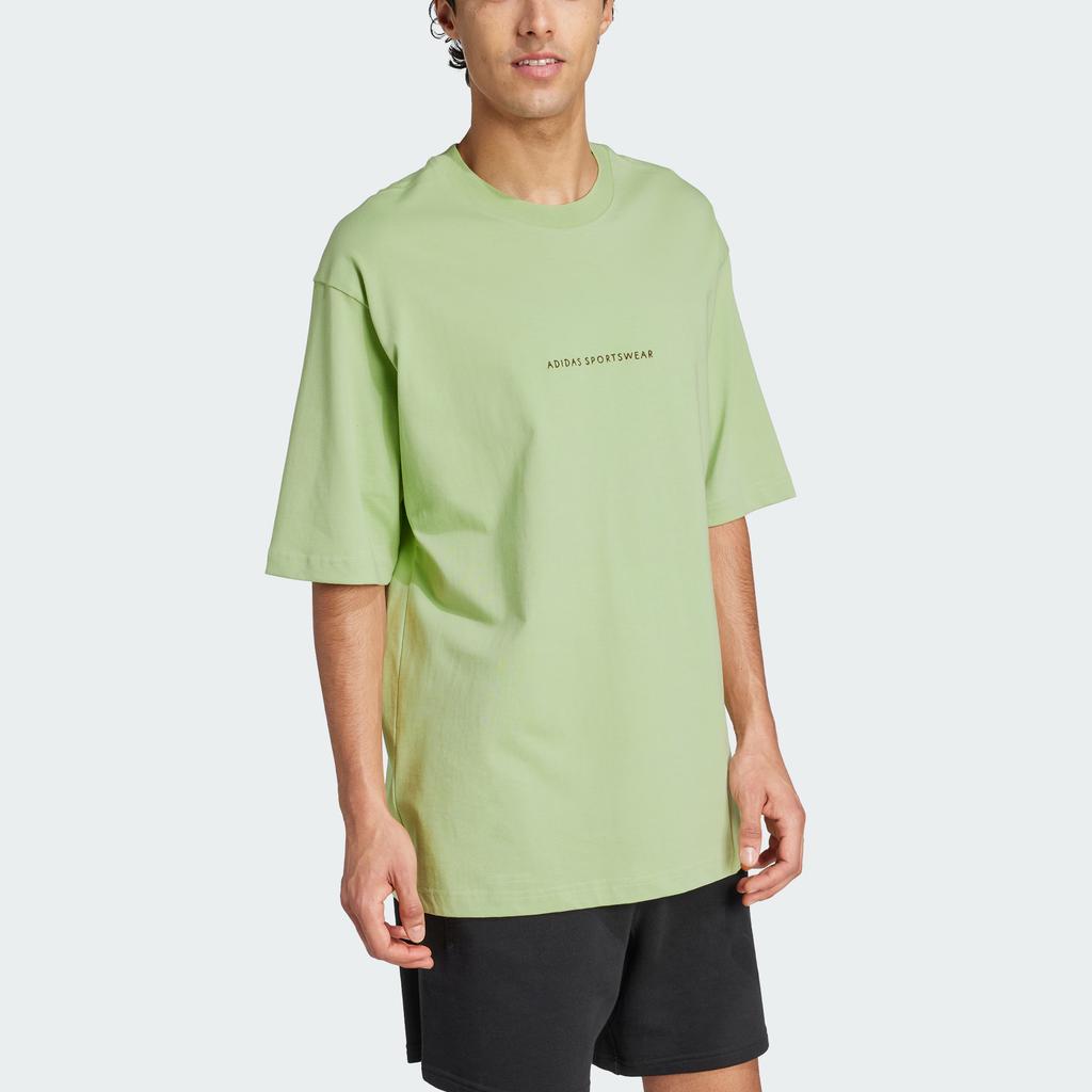 Adidas Sportswear Codes Doodle Camp Casual Round Neck Short Sleeve T-Shirt Men T-Shirts Magical-Yellow-Green JJ3970