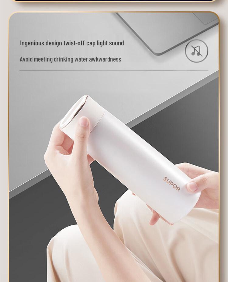 Supor Thermal Mug, High Vacuum Insulated, Copper Core, 316L Stainless Steel, LED Temperature Display, KC43HW10.