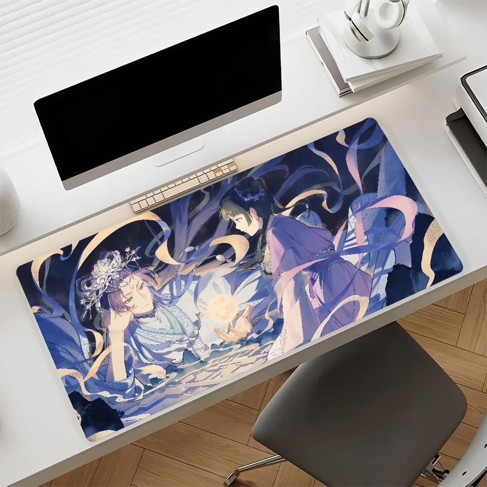 Gaming-Mauspad Schreibtischmatte Rutschfeste Basis Genähte Kanten Chibi Anime-Mädchen Collage Druck Tastaturpad für Gamer Home Office