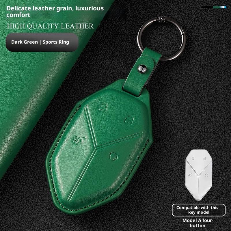 Genuine Leather Car Key Case Cover Key Bag For BYD DM-I Formula Leopard 5 8 2024 2023 Protect Set Car Accessories