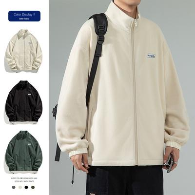 Cardigan Sweater Jacket Men's Autumn Heavy Trendy Brand Loose Casual American Fleece Men's Spring and Autumn Stand-up Collar Top