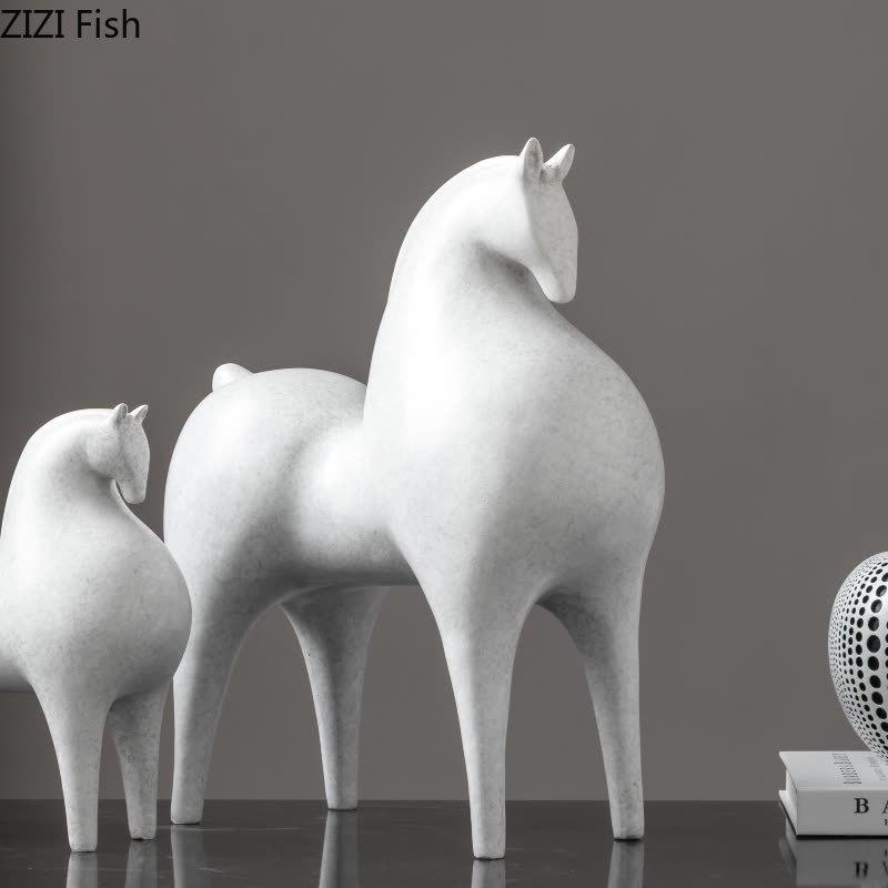 Creative White Horse Resin Sculpture Modern Crafts Ornaments Desk Decoration Minimalist Horse Statue Room Aesthetic Decor