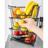 Fruit And Vegetable Basket, Metal, Black, Stackable, Kitchen, 31X17.5X15.5Cm