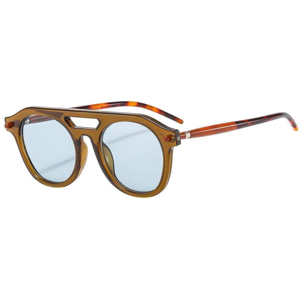 Fashion Retro Women Men Punk INS Personality Sun Glasses UV400 Shades Double Bridges Sunglasses Round Frog Mirror Outdoors