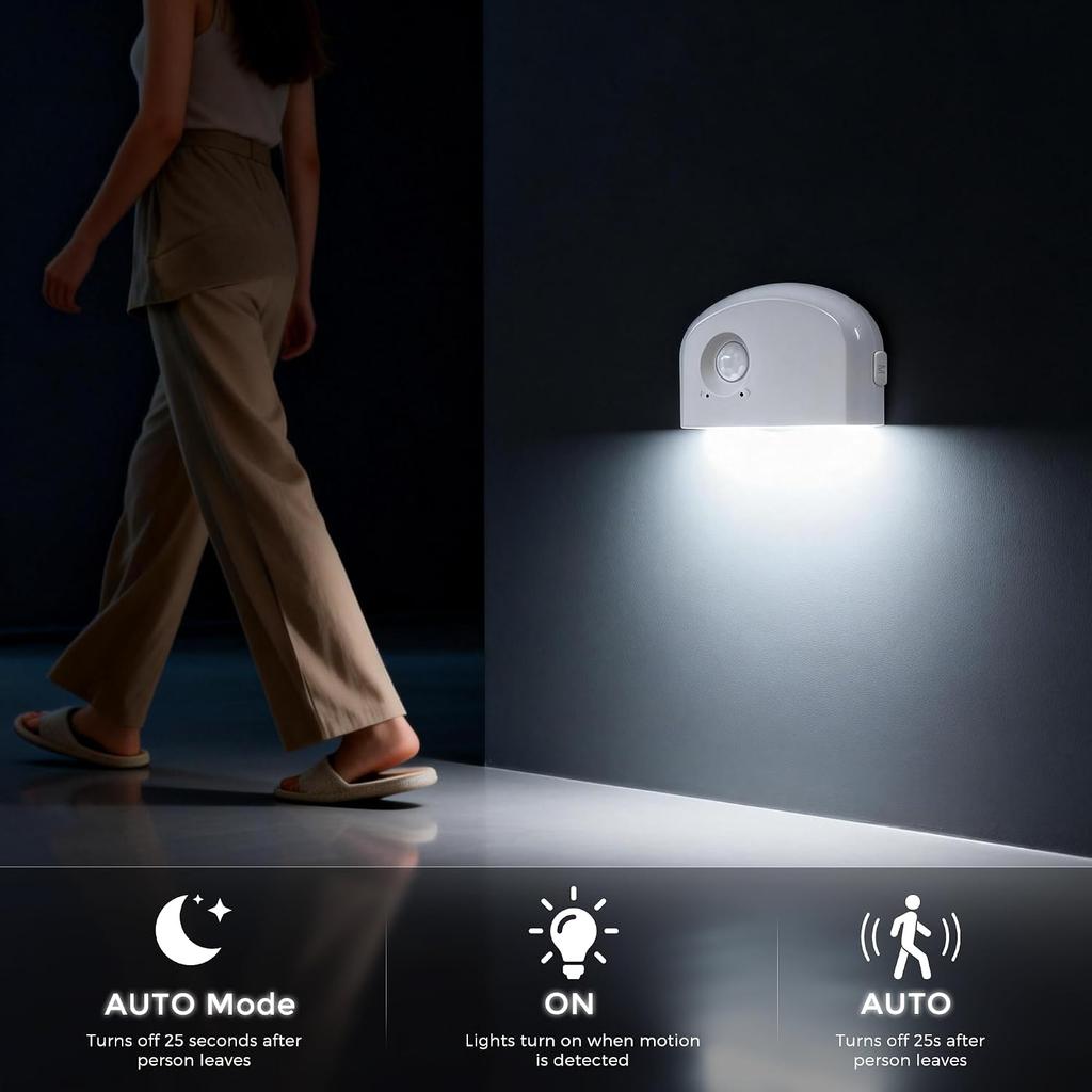 8 Pack Rechargeable Motion Sensor Stair Lights Indoor, Motion Activated Night Light Led Battery Powered Portable Automatic Wireless Stick On Lamp for
