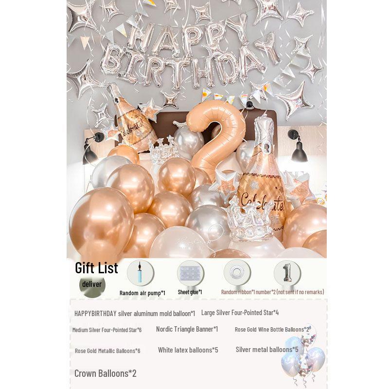 Romantic Birthday Surprise Decorations: Balloons and Background for Girls & Boyfriends