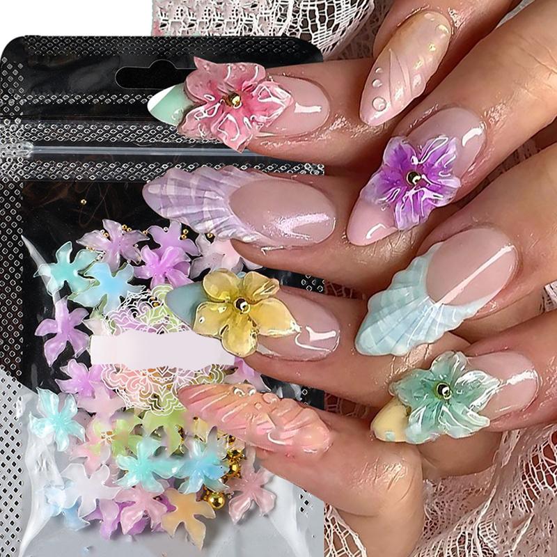 50/100 Stück Gemischte Lilienblüten Stahlkugel Nail Art Charms 3D Nageldekoration Weiches Harzmaterial DIY Maniküre Zubehör