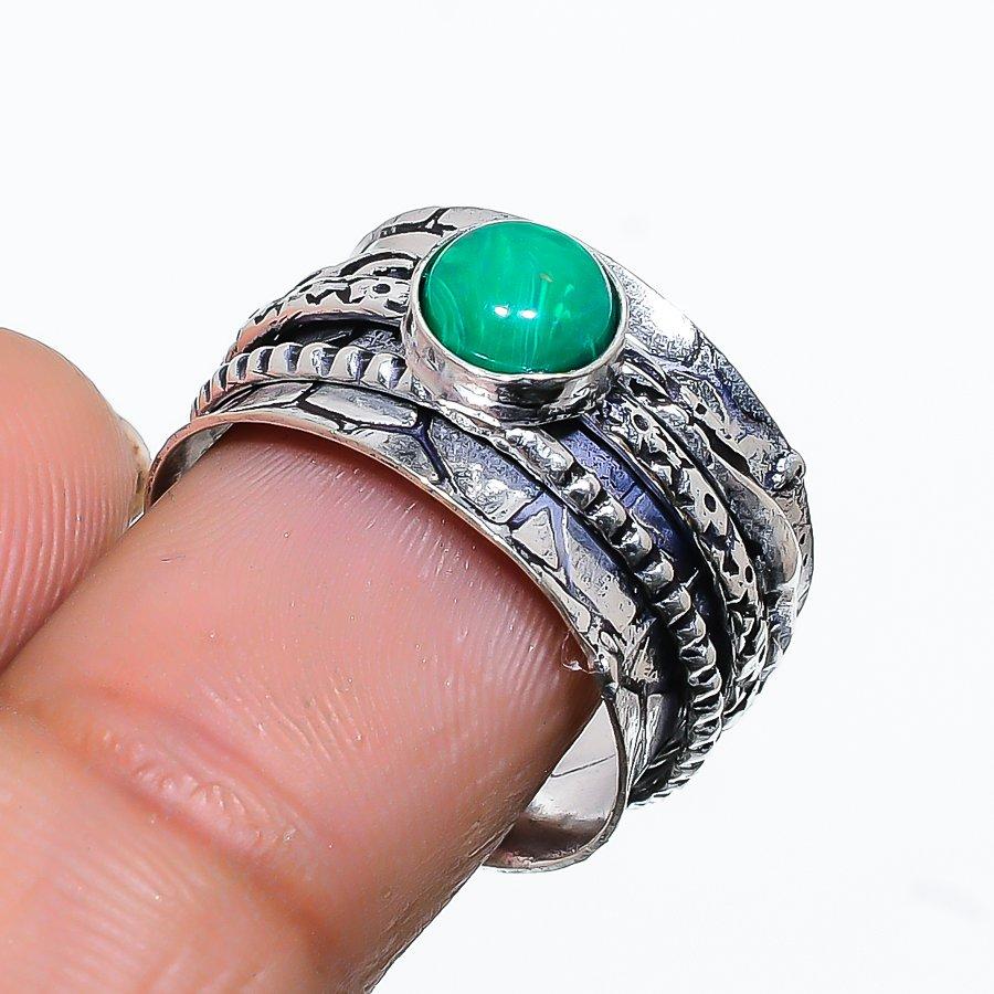 

Кольцо из стерлингового серебра 925 пробы с натуральным малахитом ручной работы, размер 6,5 h8I78
