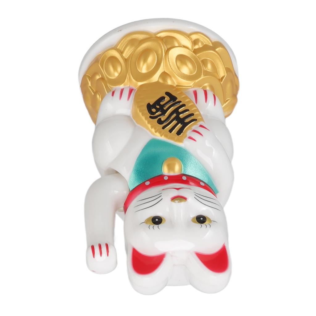 Lucky Cat Ornament Hand Waving Plastic Electric Cat Sculpture for Home Decoration Gift Giving 4.5in White MLY45C