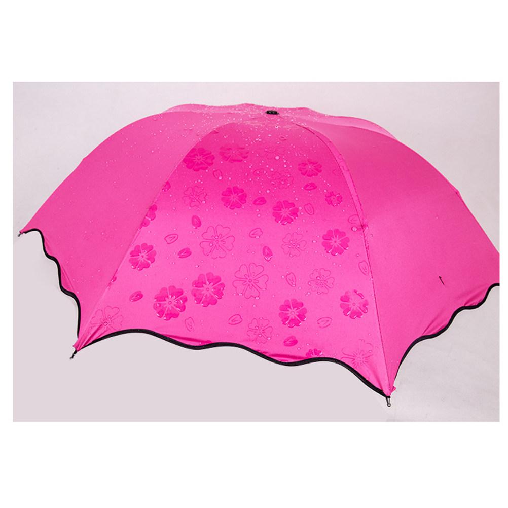 

Compact Travel Folding Umbrella Rosy 8 Ribs Blossoming Pattern Sun Rain Waterproof Alloy Frame Uv Protection Lightweight Iron&12K