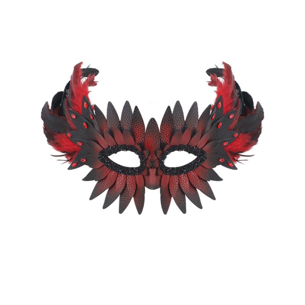 Hot PU Leather Bird-beak Mask Black Half-face Owl Feather Mask Exquisite Halloween Mask Carnival