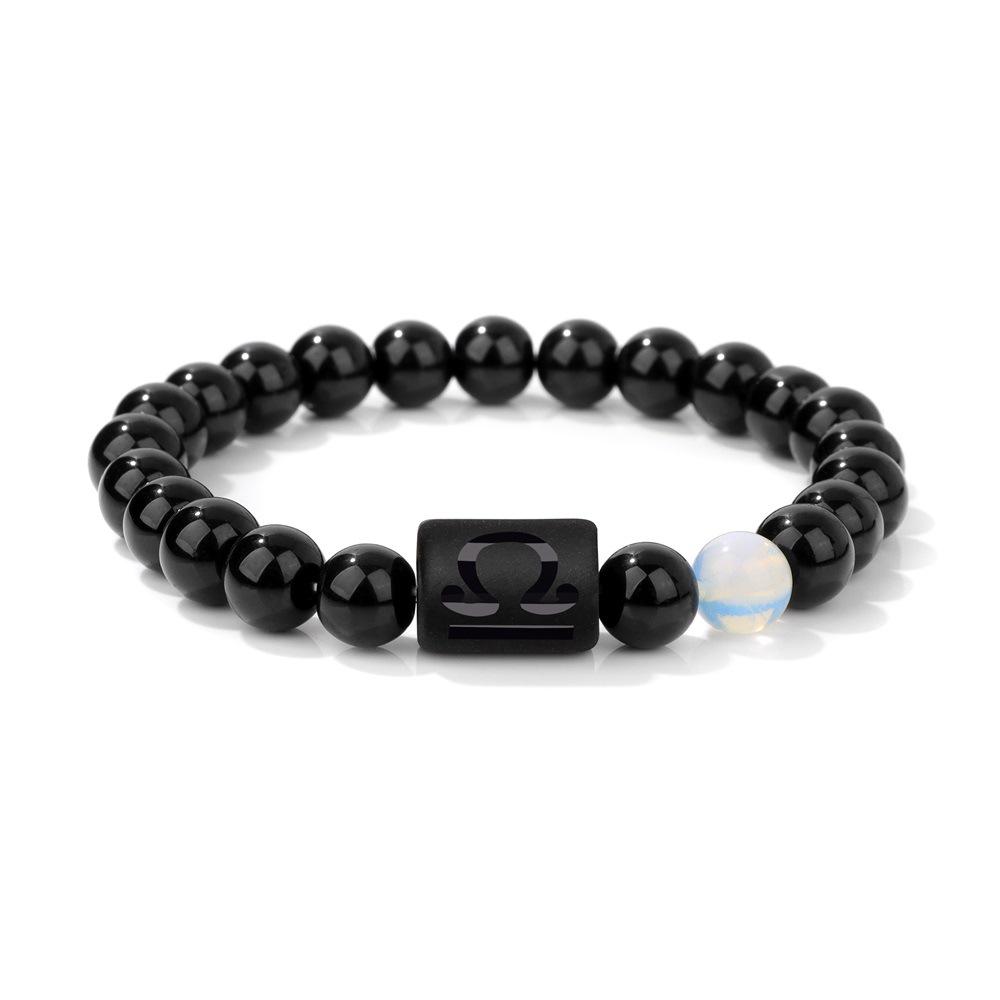 Twelve Constellations Stone Bead Bracelet: Men's Couple Style Hand Jewelry