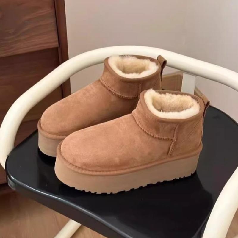 

2025 New Women Snow Boots Casual Slip-on Botas Mujer Plush Warm Home Cotton Shoes Classic Winter Thick-soled Women s Ankle Boots 35 коричневый